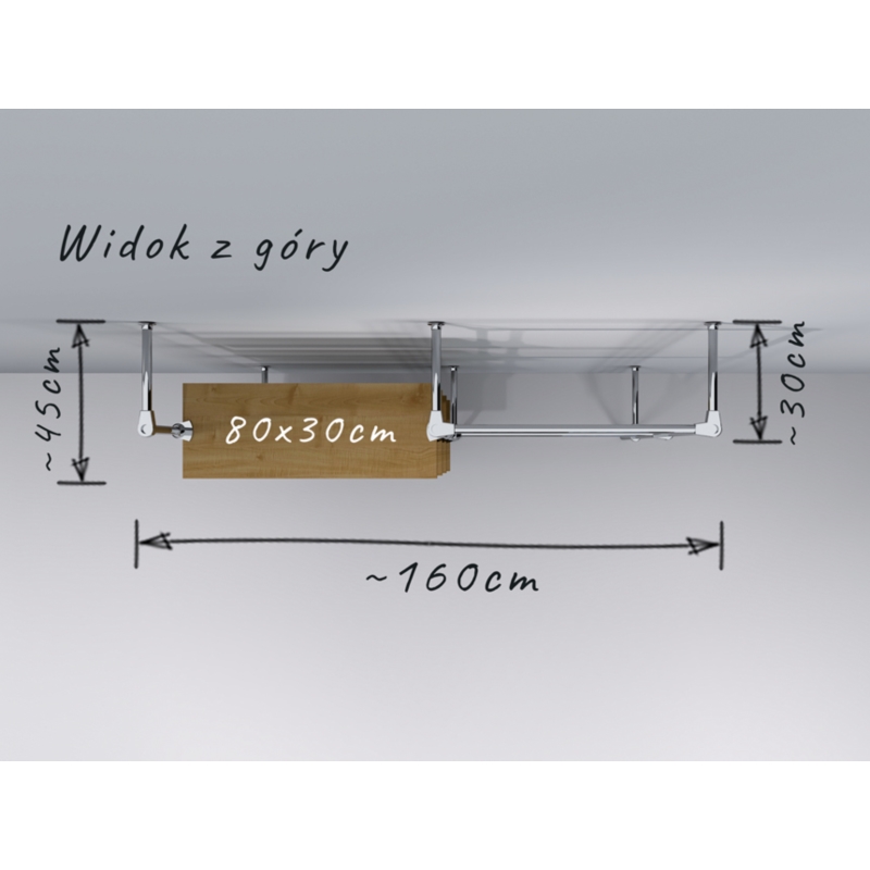 Wieszak do sklepu, garderoby, półki 80x30cm
