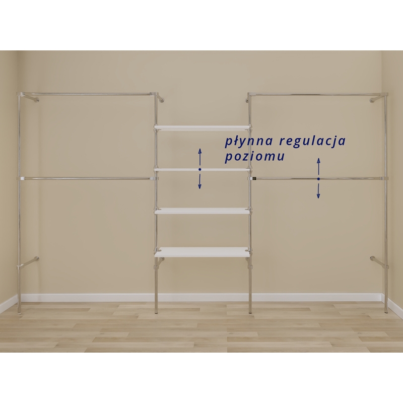 Wieszak sklepowy, do garderoby, z półkami 80cm