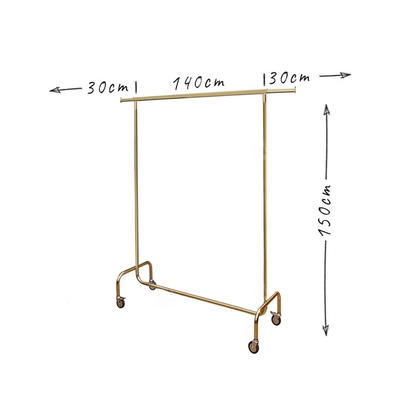 Stender sklepowy na kółkach 140-200cm złoty