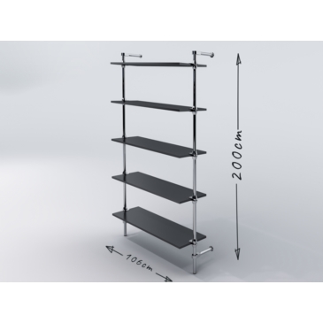 Regał z półkami 100x30 cm, przyścienny, chrom