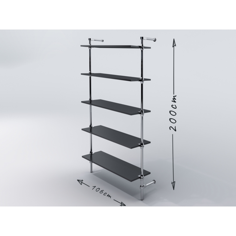 Regał z półkami 100x30 cm, przyścienny, chrom