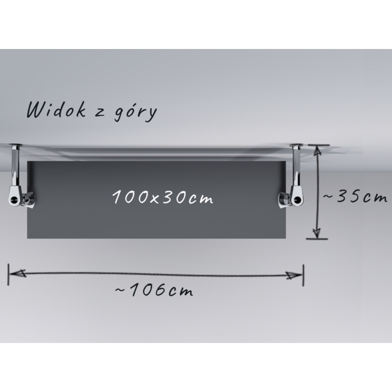 Regał z półkami 100x30 cm, przyścienny, chrom