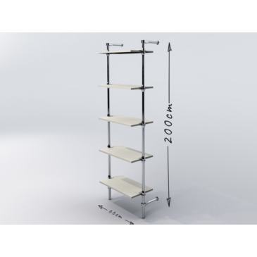 Regał z półkami 60x30 cm, przyścienny, chrom