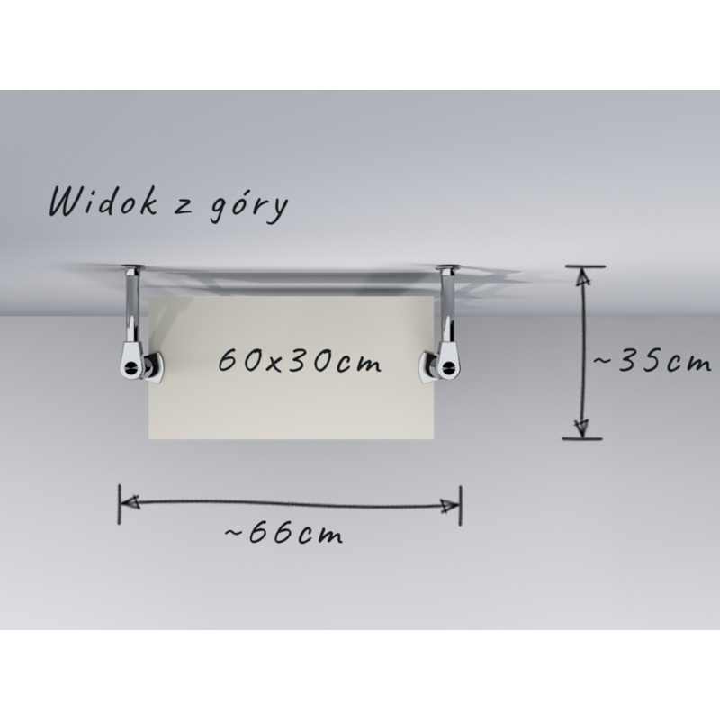 Regał z półkami 60x30 cm, przyścienny, chrom