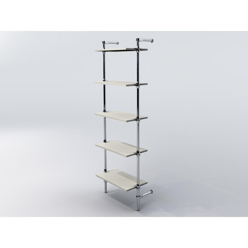 Regał z półkami 60x30 cm, przyścienny, chrom