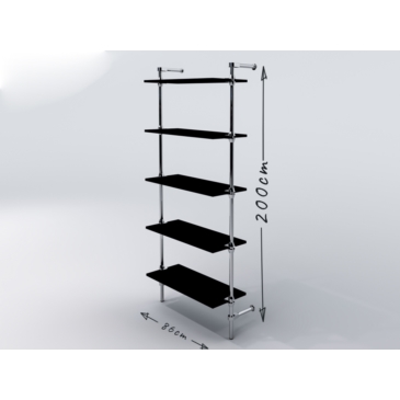 Regał z półkami 80x30 cm, przyścienny, chrom