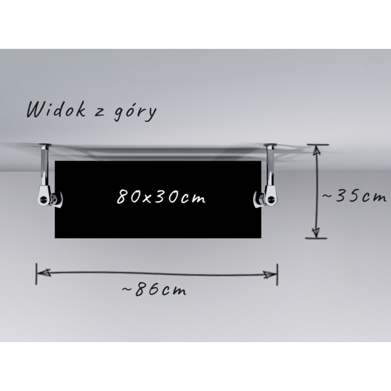 Regał z półkami 80x30 cm, przyścienny, chrom