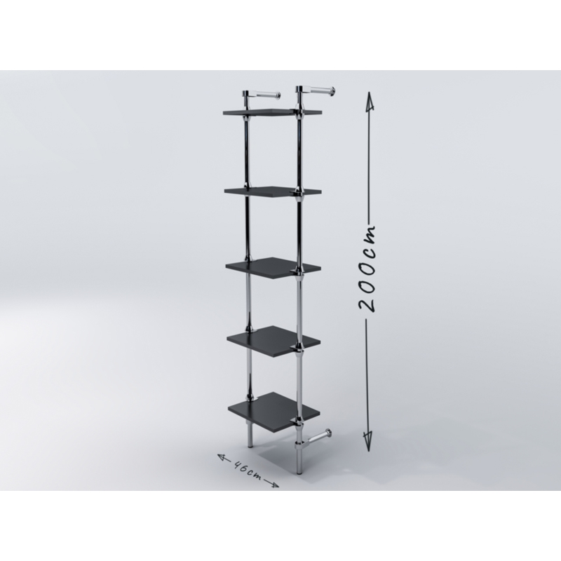 Regał z półkami 40x30 cm, przyścienny, chrom