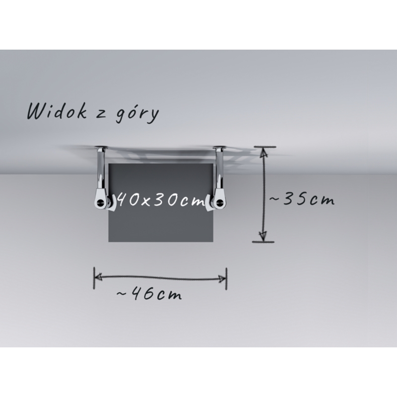 Regał z półkami 40x30 cm, przyścienny, chrom