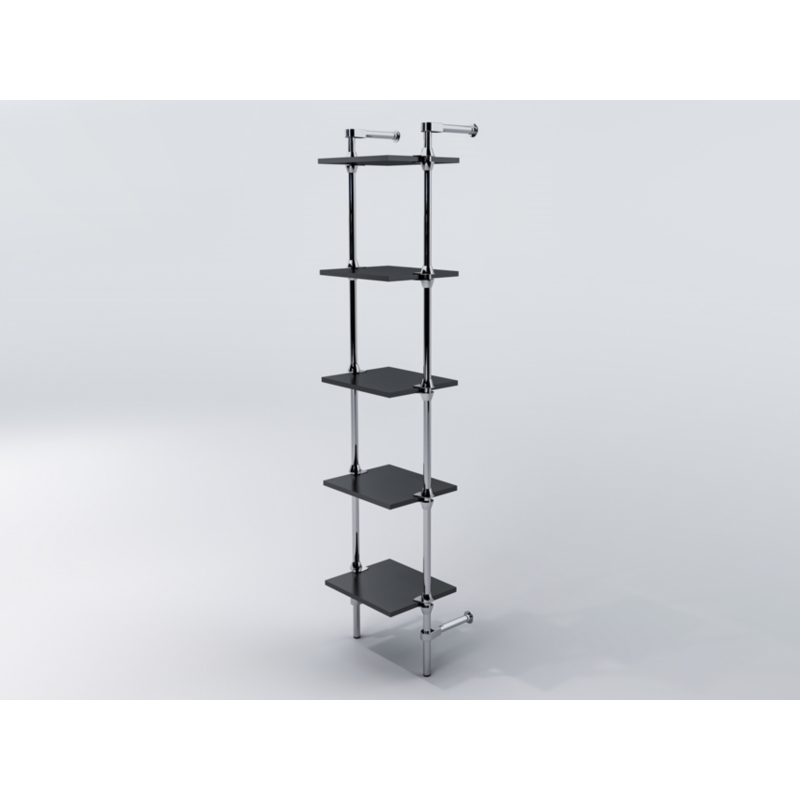 Regał z półkami 40x30 cm, przyścienny, chrom