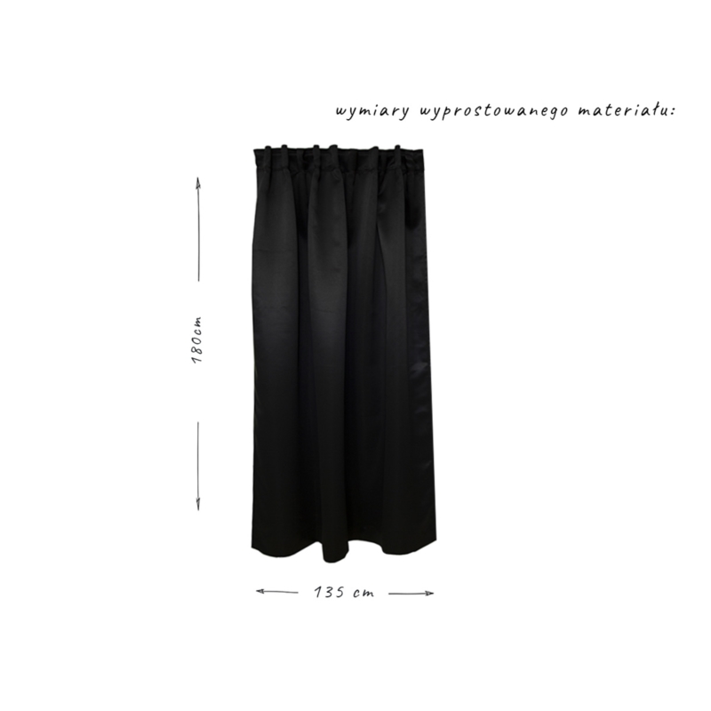 Zasłona blackout do przymierzalni czarna 135x180cm