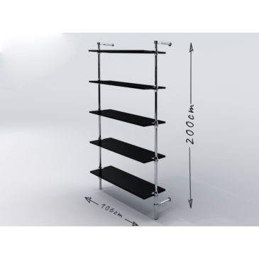 Regał z półkami 100x35 cm, przyścienny, chrom