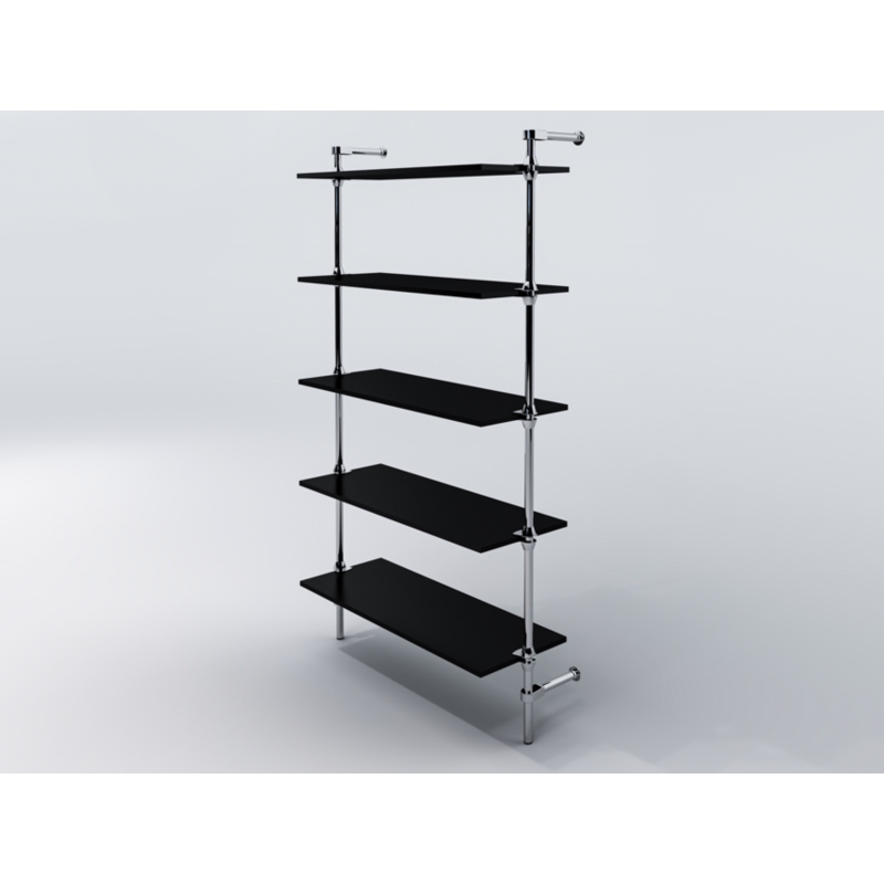 Regał z półkami 100x35 cm, przyścienny, chrom