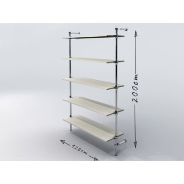 Regał z półkami 120x35 cm, przyścienny, chrom