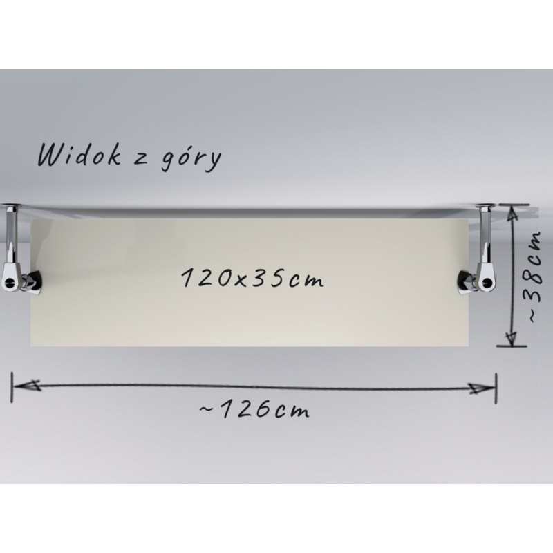 Regał z półkami 120x35 cm, przyścienny, chrom