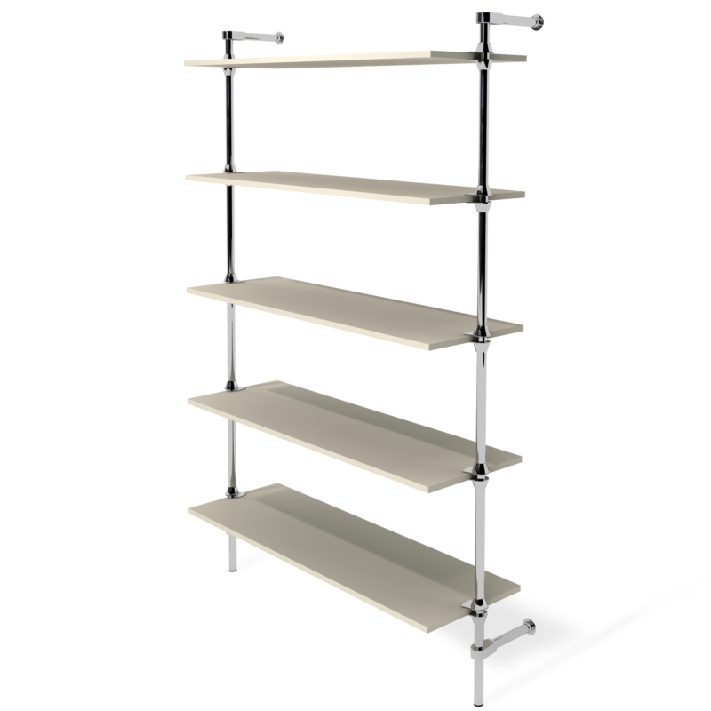 Regał z półkami 120x35 cm, przyścienny, chrom