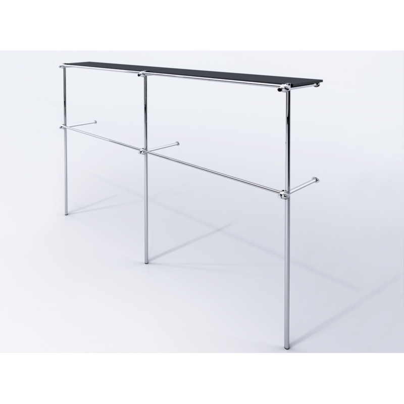 Wieszak odzieżowy stojak do sklepu, z półką, chrom