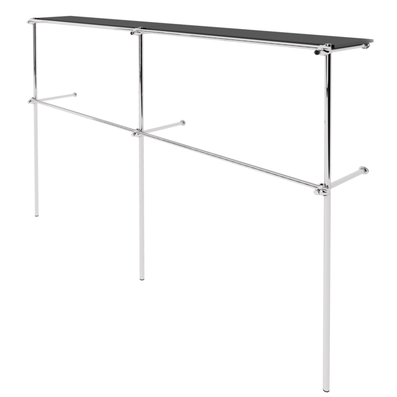 Wieszak odzieżowy stojak do sklepu, z półką, chrom