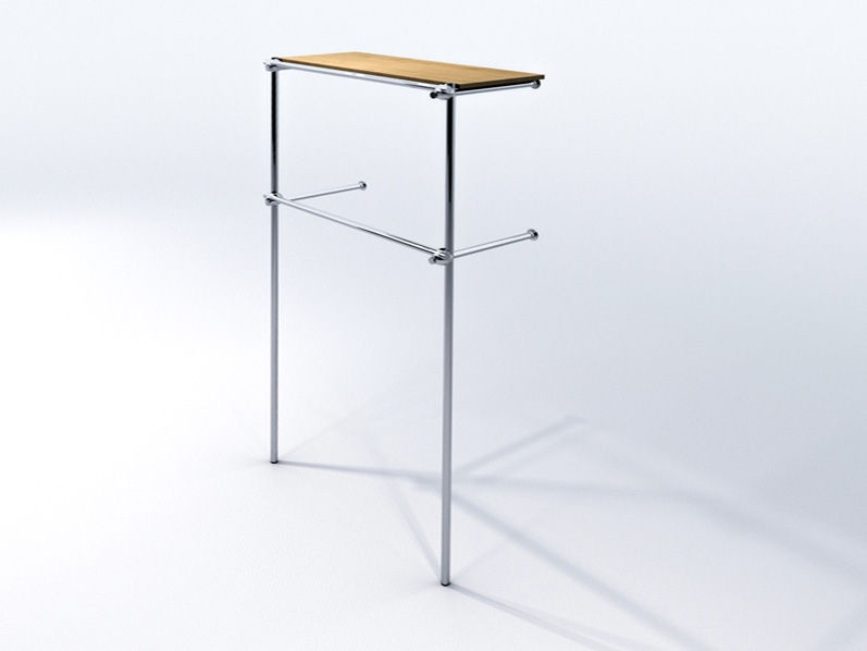 Wieszak sklepowy, dwupoziomowy z półką, chrom