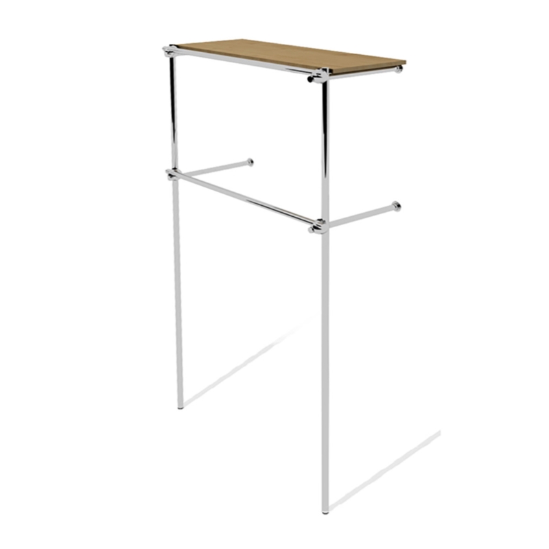 Wieszak sklepowy, dwupoziomowy z półką, chrom