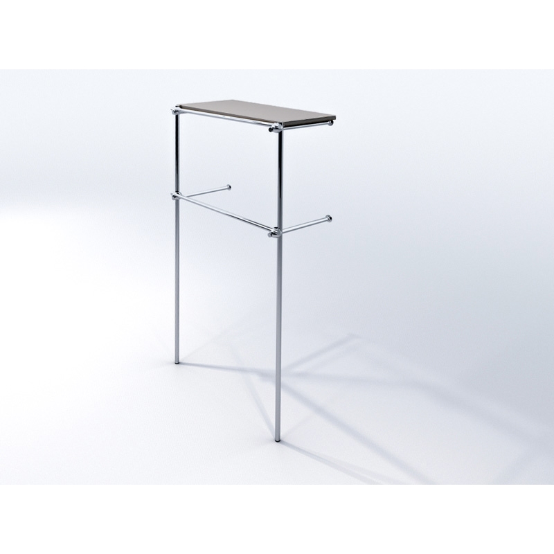 Wieszak sklepowy dwupoziomowy z półką, chrom