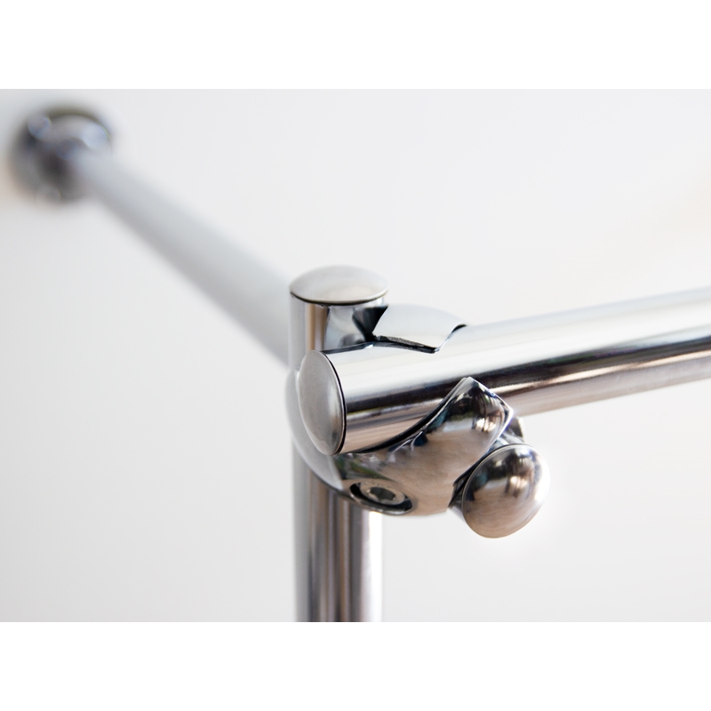 Wieszak sklepowy na odzież, z półką, chrom