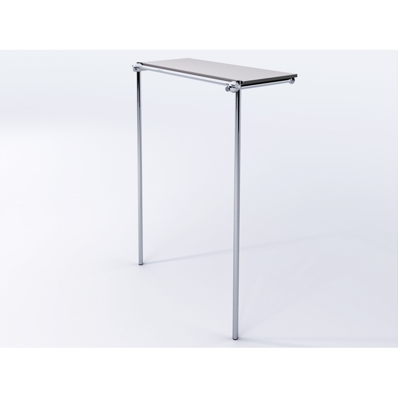 Wieszak sklepowy na odzież, z półką, chrom