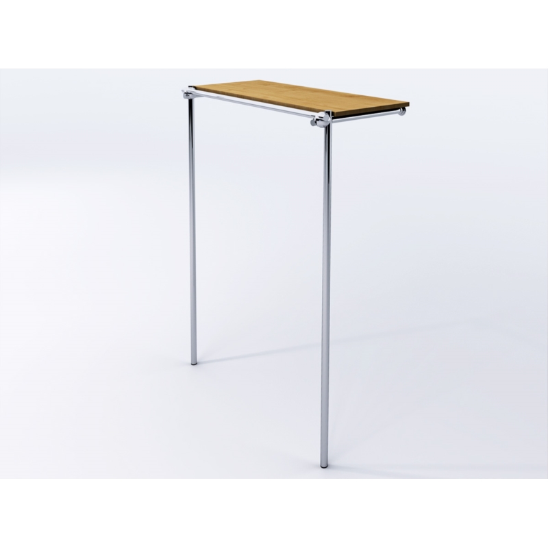 Wieszak sklepowy na odzież, z półką, chrom