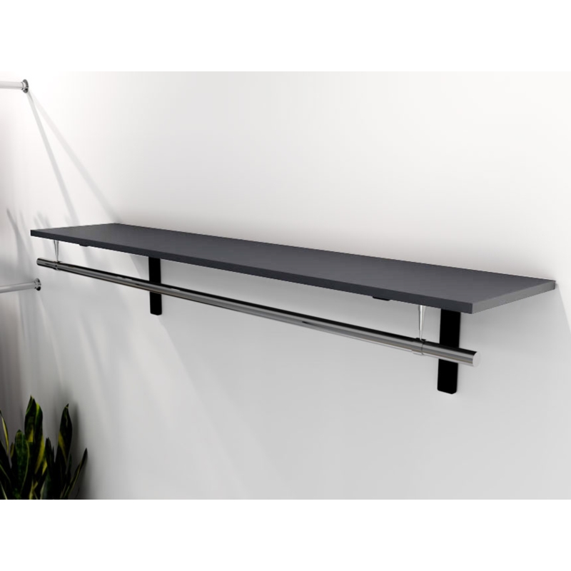 Półka naścienna, sklepowa, z relingiem, 120x35cm