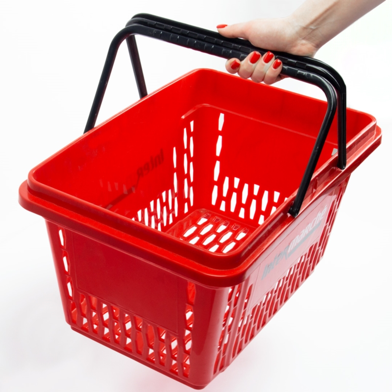 Żółty koszyk sklepowy na zakupy 28L plastik