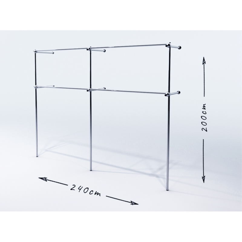 Wieszak odzieżowy, sklepowy, 240x40x200 chrom