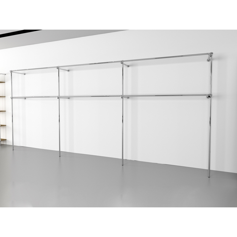 Wieszak odzieżowy stojak sklepowy podwójny chrom