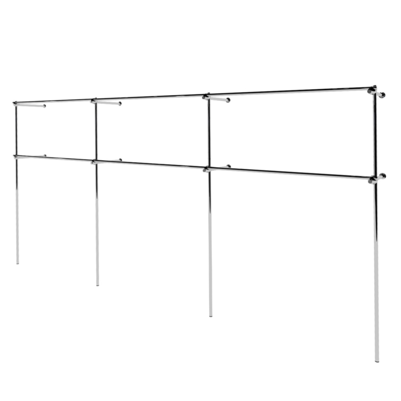 Wieszak odzieżowy stojak sklepowy podwójny chrom