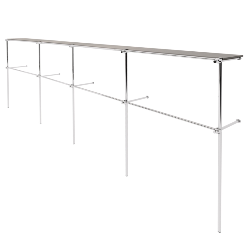 Wieszak odzieżowy, sklepowy, z półką górną, chrom