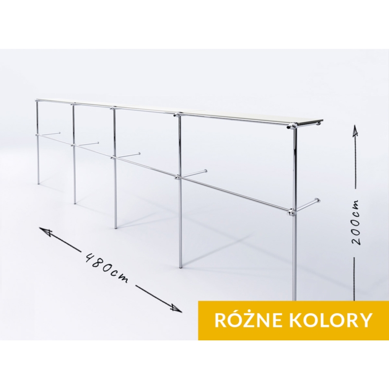 Wieszak odzieżowy stojak sklepowy podwójny chrom