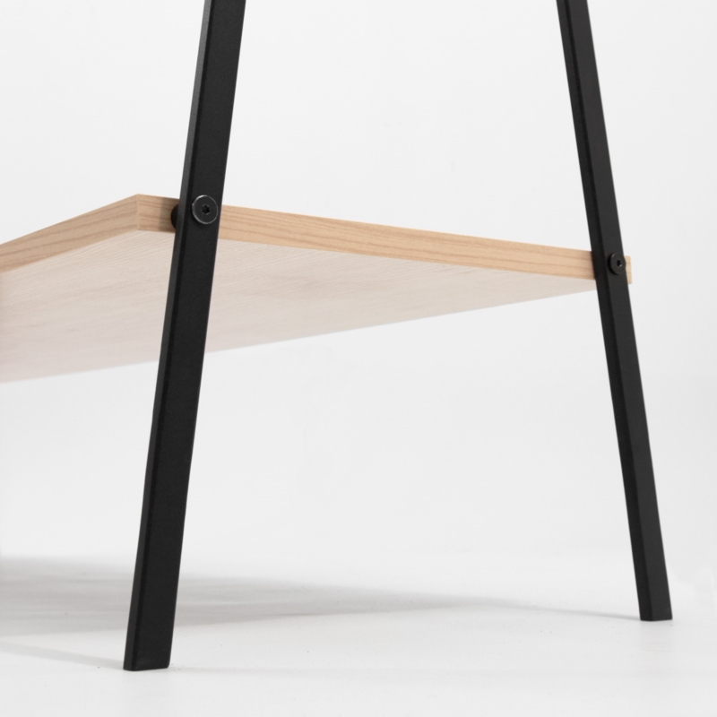 Stender czarny sklepowy na odzież z półką