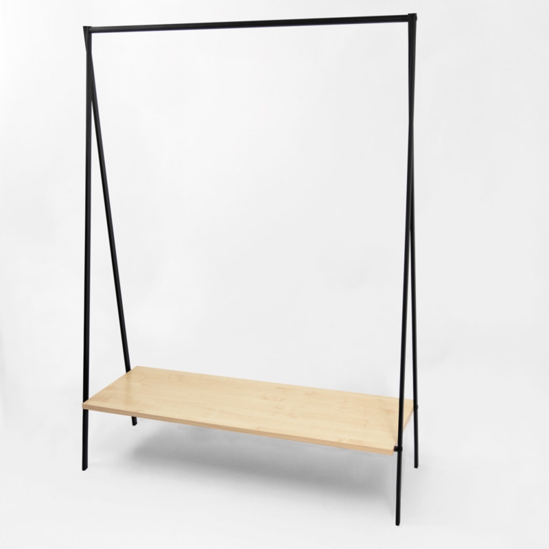 Stender biały sklepowy na odzież z półką