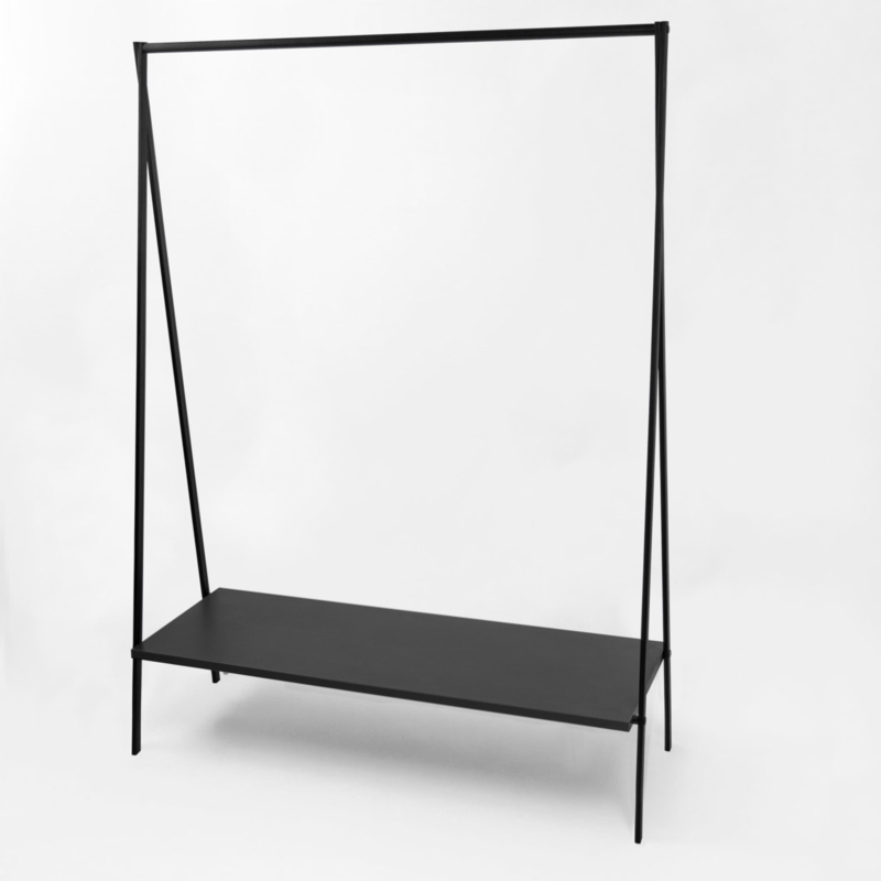 Stender biały sklepowy na odzież z półką