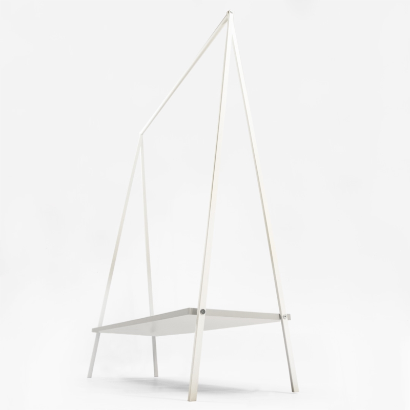 Stender biały sklepowy na odzież z półką