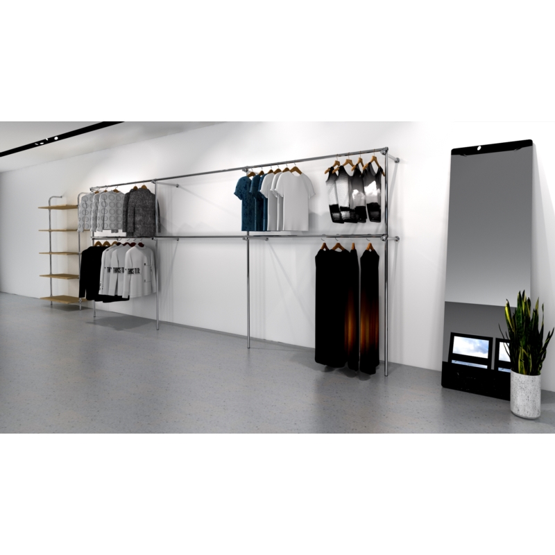 Wieszak odzieżowy, do sklepu, 120x40x200, chrom