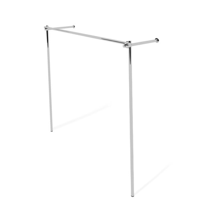 Wieszak sklepowy na odzież, z półką, chrom