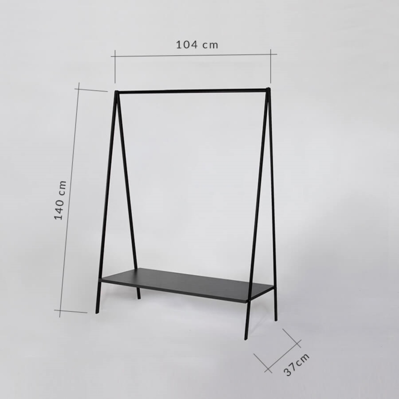 Stender złoty sklepowy na odzież z półką