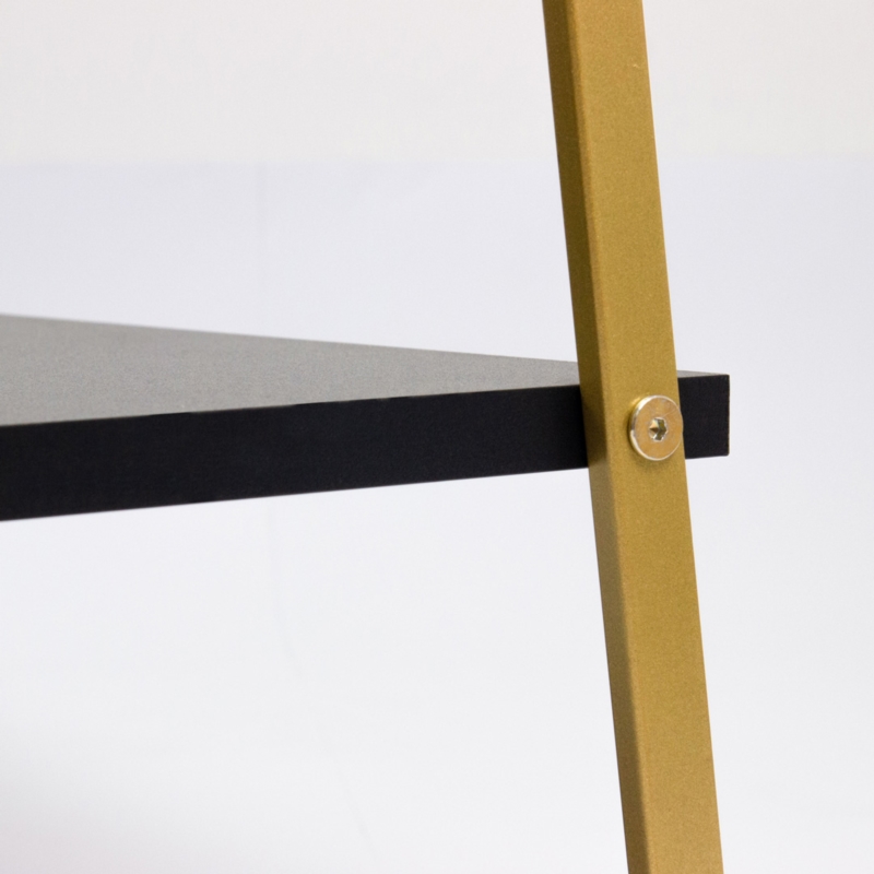 Stender złoty sklepowy na odzież z półką