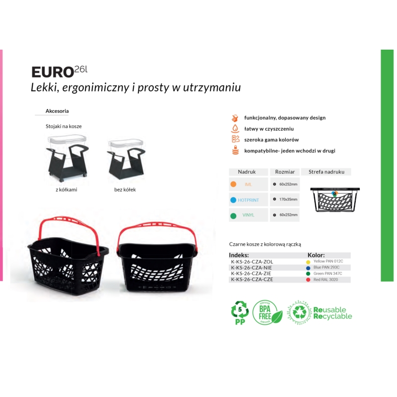 EURO BASKET koszyk sklepowy 26L czarny